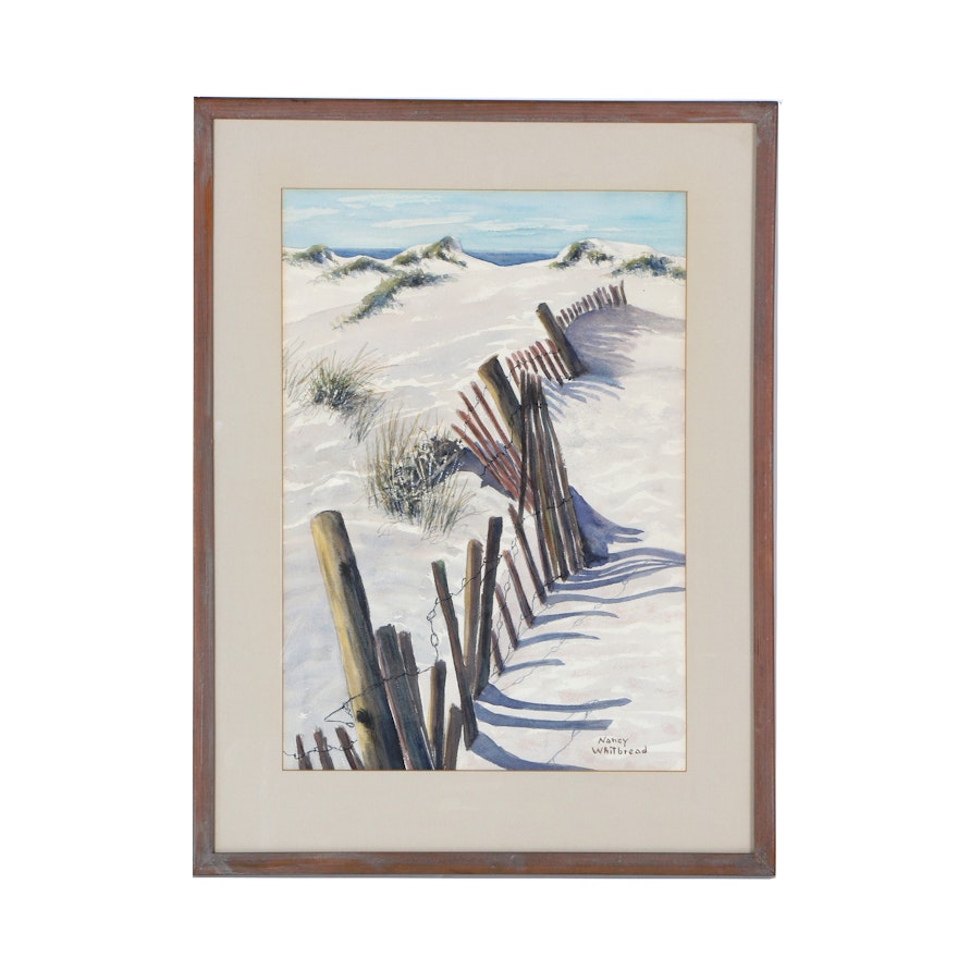 Nancy Whitbread Watercolor "Sand Fence at Nauset"