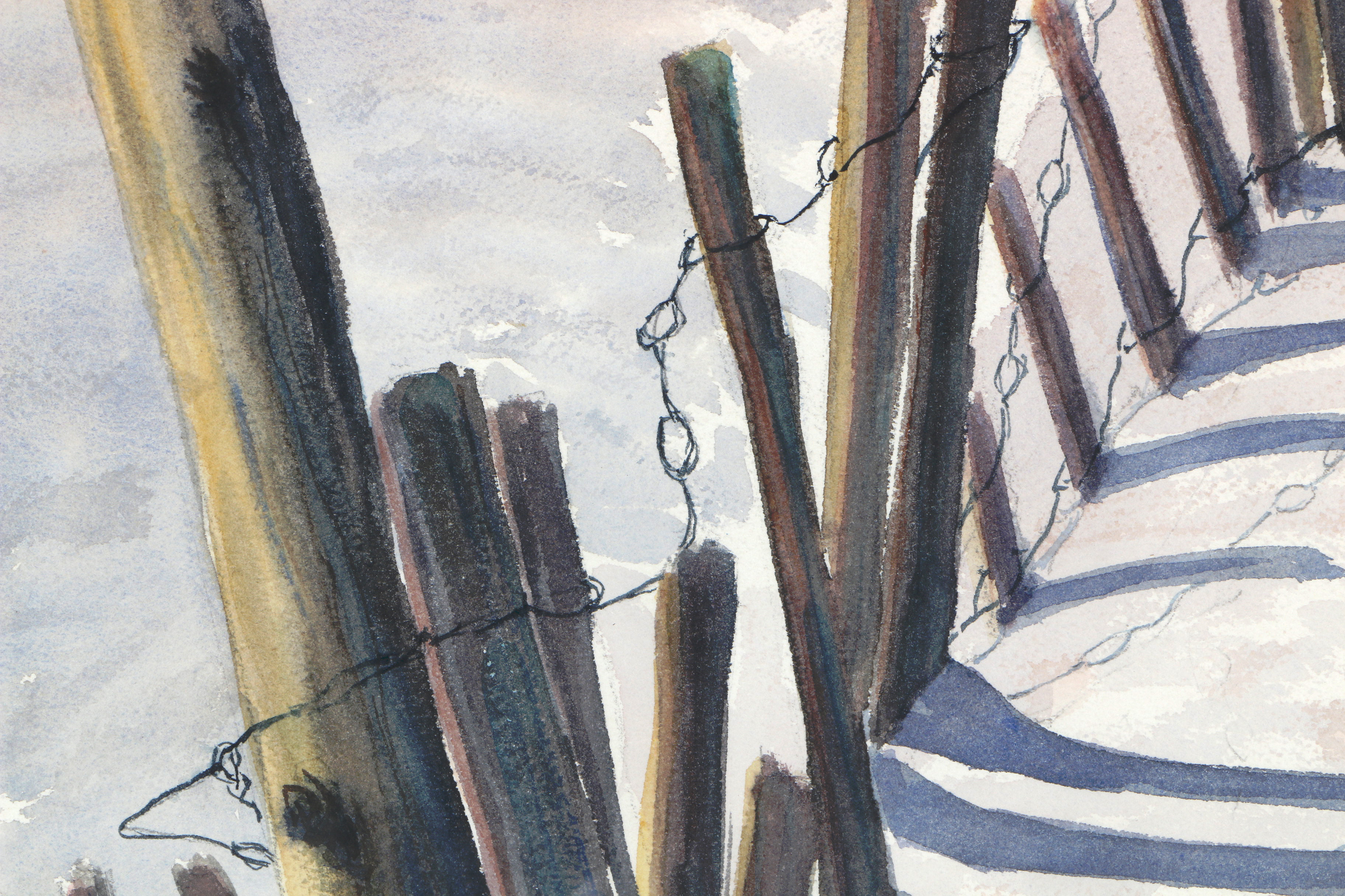 Nancy Whitbread Watercolor "Sand Fence at Nauset"