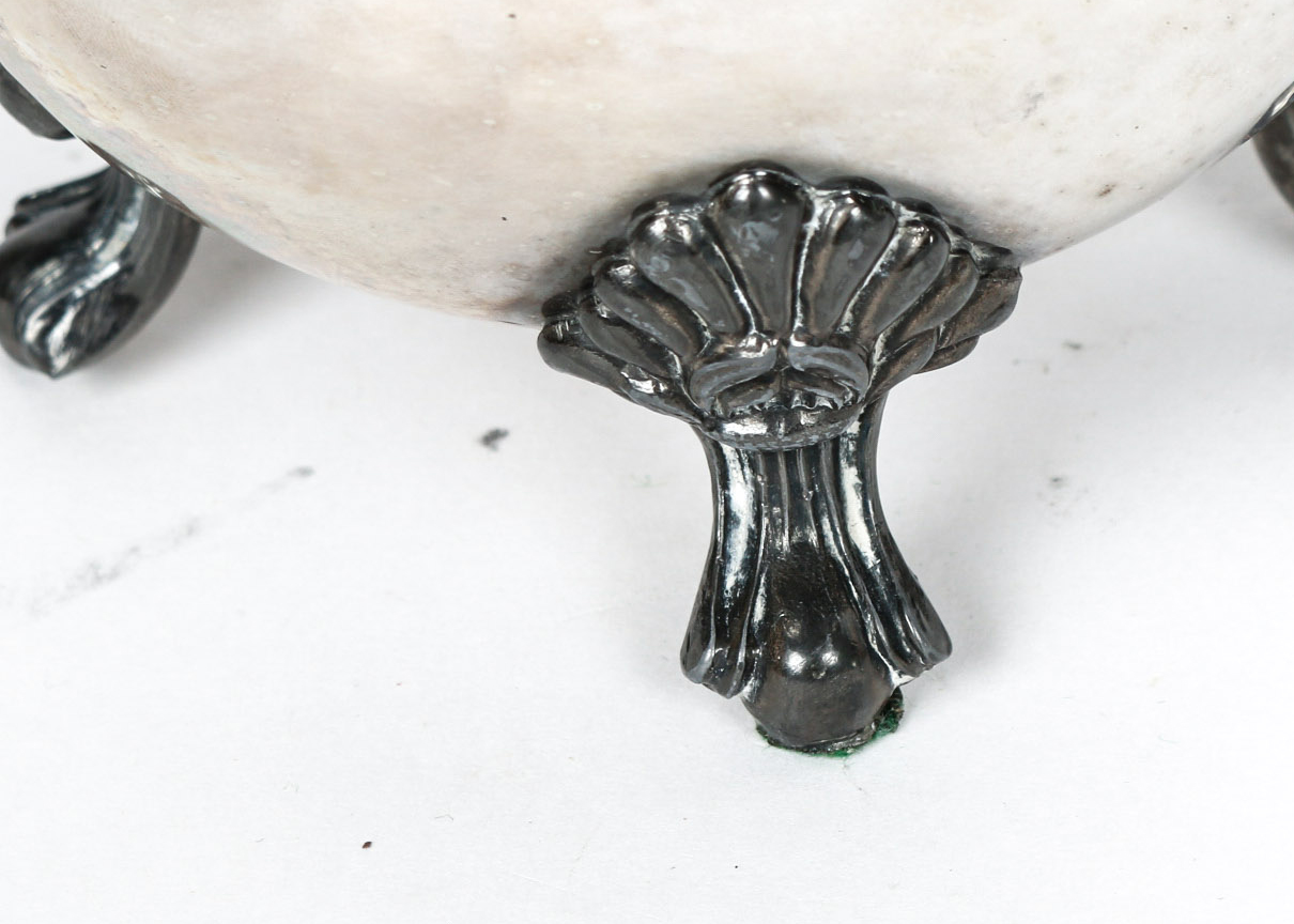 Plated Silver Sugar and Creamer With Bride's Basket