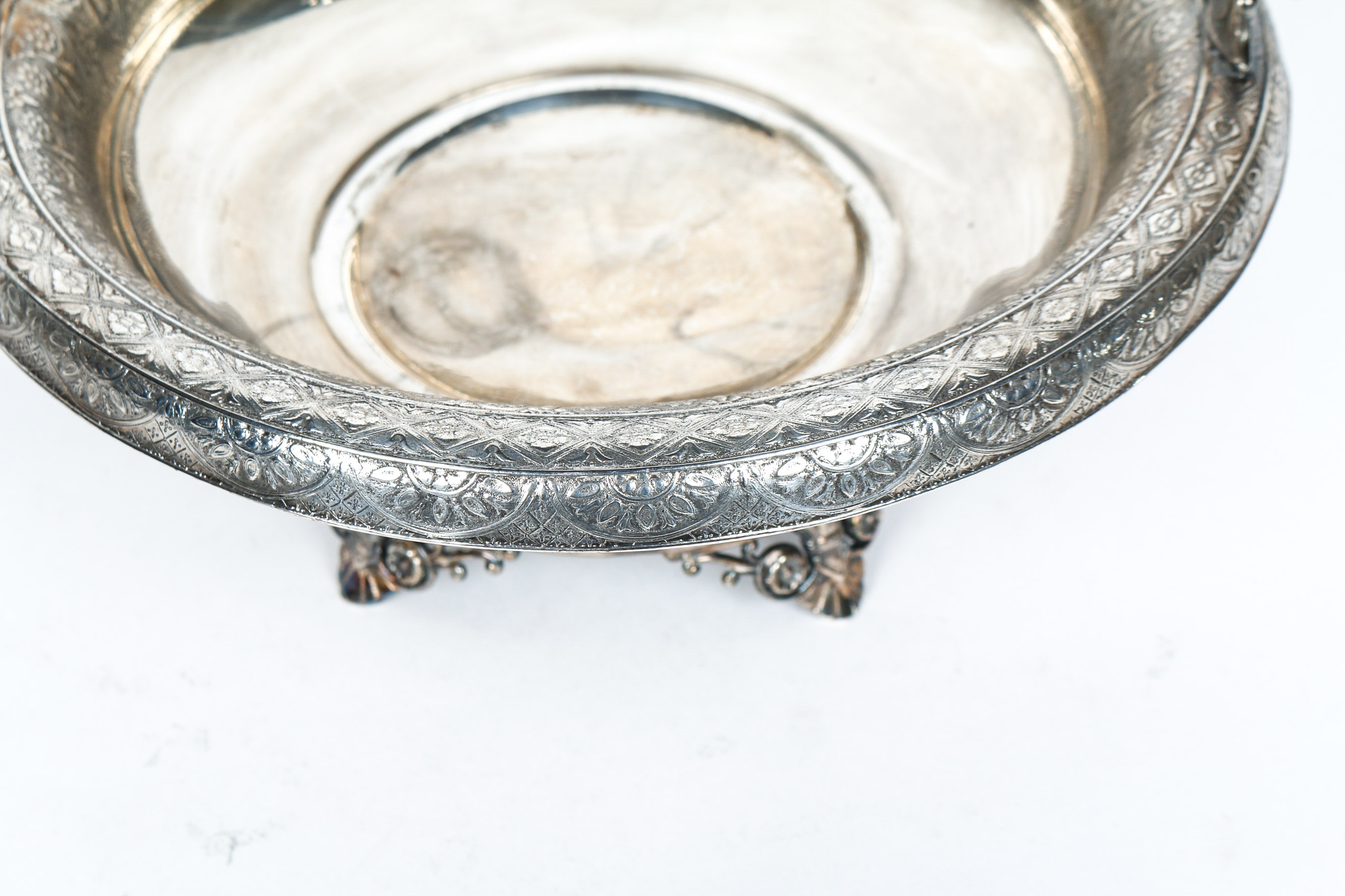 Plated Silver Sugar and Creamer With Bride's Basket