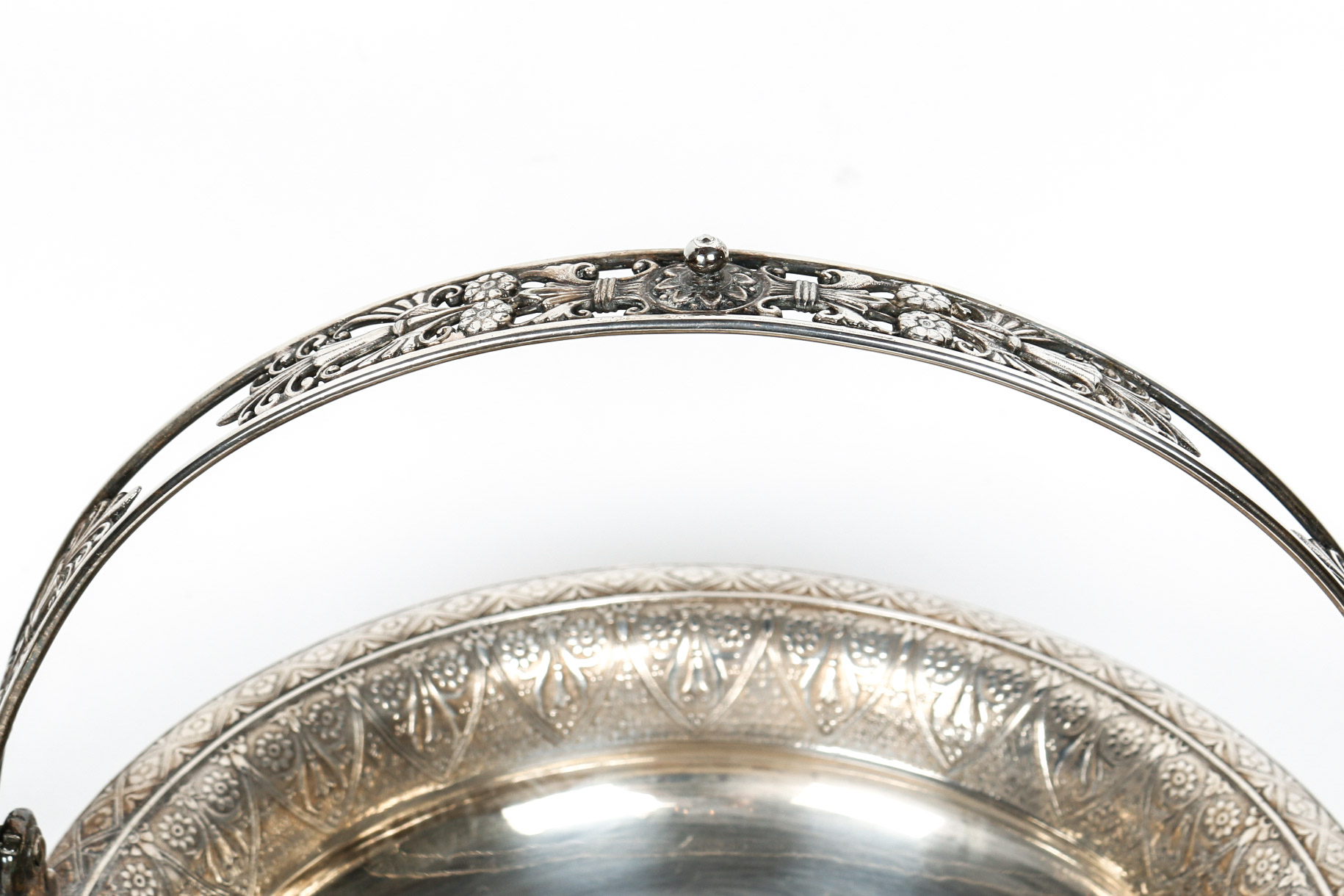 Plated Silver Sugar and Creamer With Bride's Basket