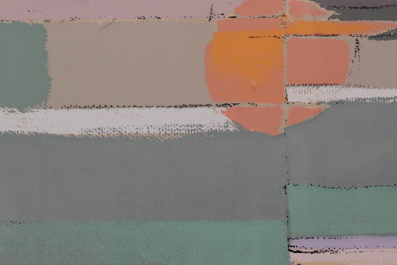 Signed Limited Edition Abstract Serigraph of a Coastal Scene