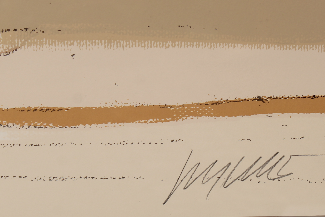 Signed Limited Edition Abstract Serigraph of a Coastal Scene