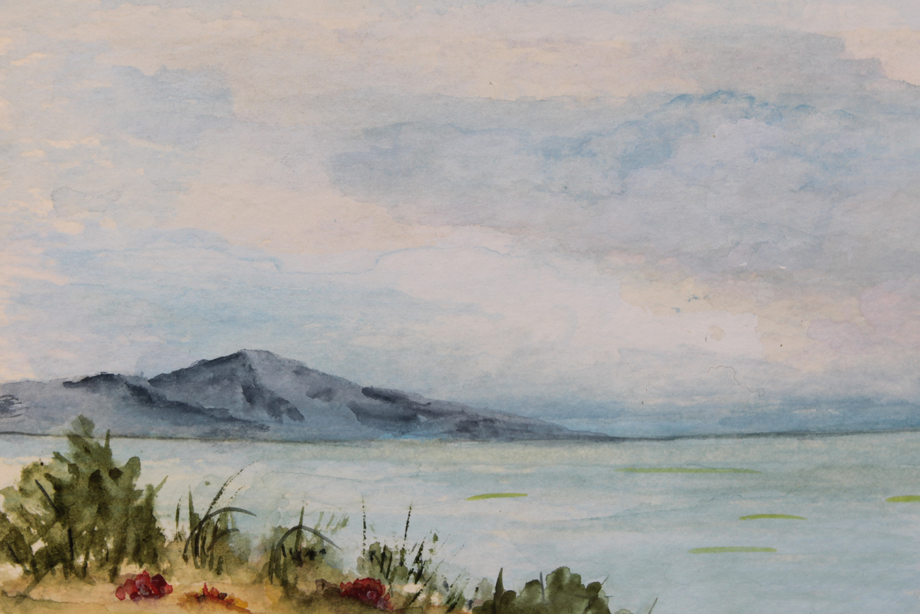 Signed Original Coastal Scene Watercolor Painting by Wilma Dee Roper