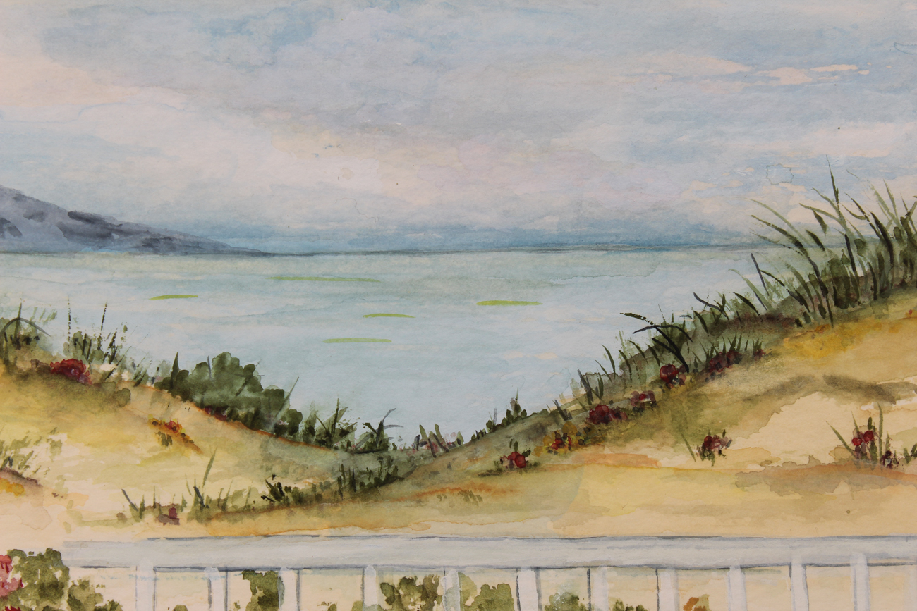 Signed Original Coastal Scene Watercolor Painting by Wilma Dee Roper