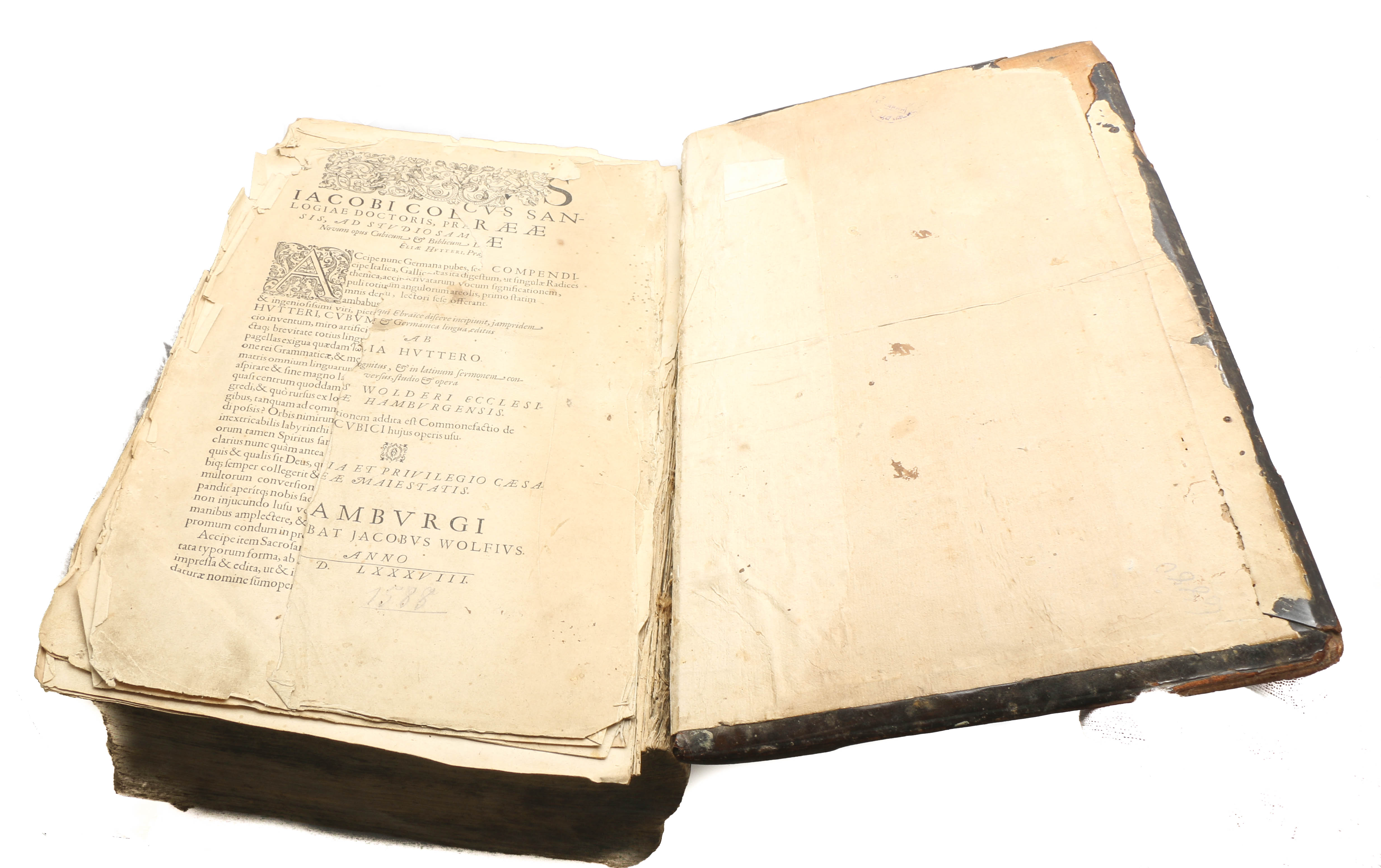 1588 Elias Hutter Hebrew Bible "Cubus Alphabeticus Sanctæ Ebrææ Linguæ"