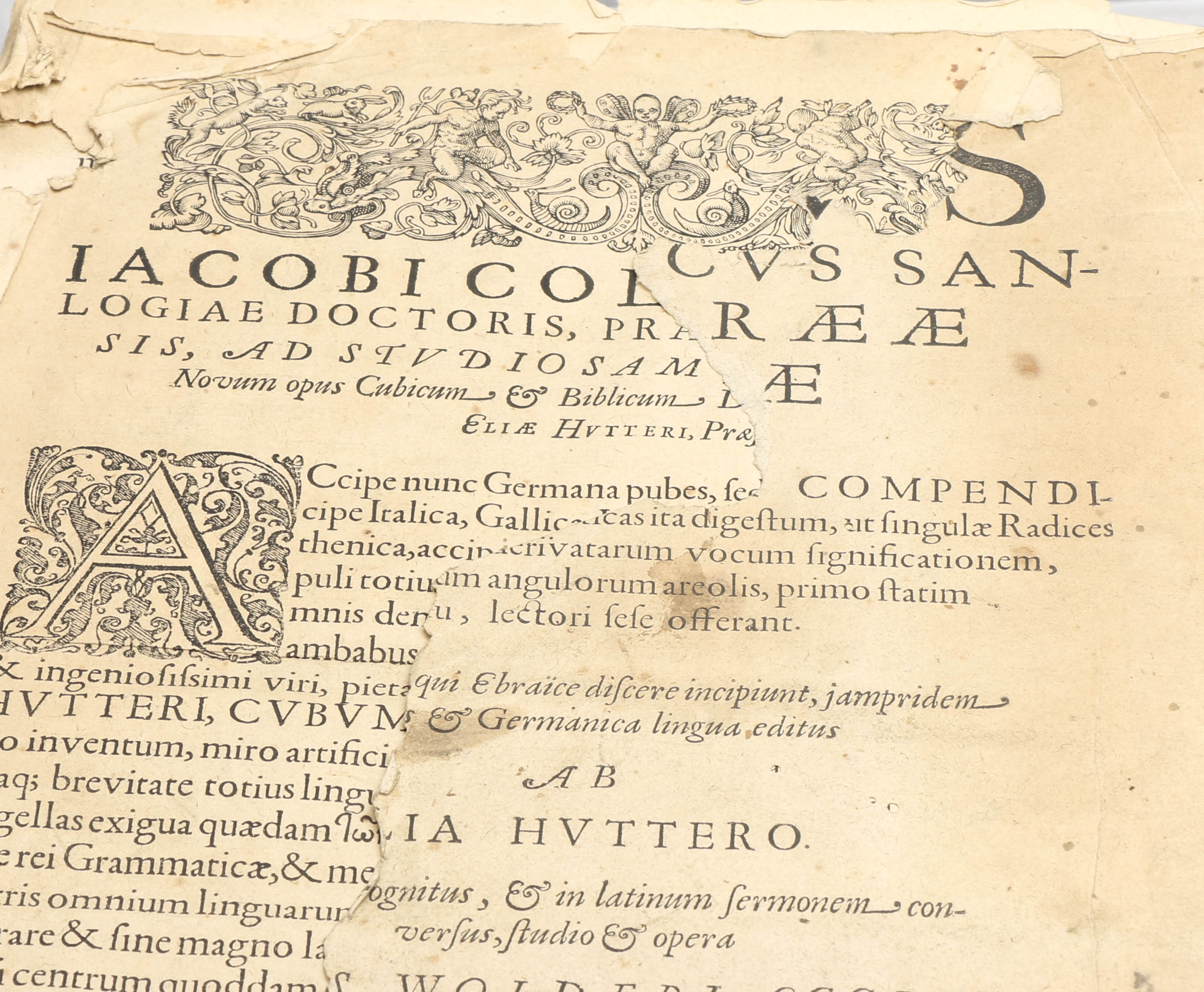 1588 Elias Hutter Hebrew Bible "Cubus Alphabeticus Sanctæ Ebrææ Linguæ"