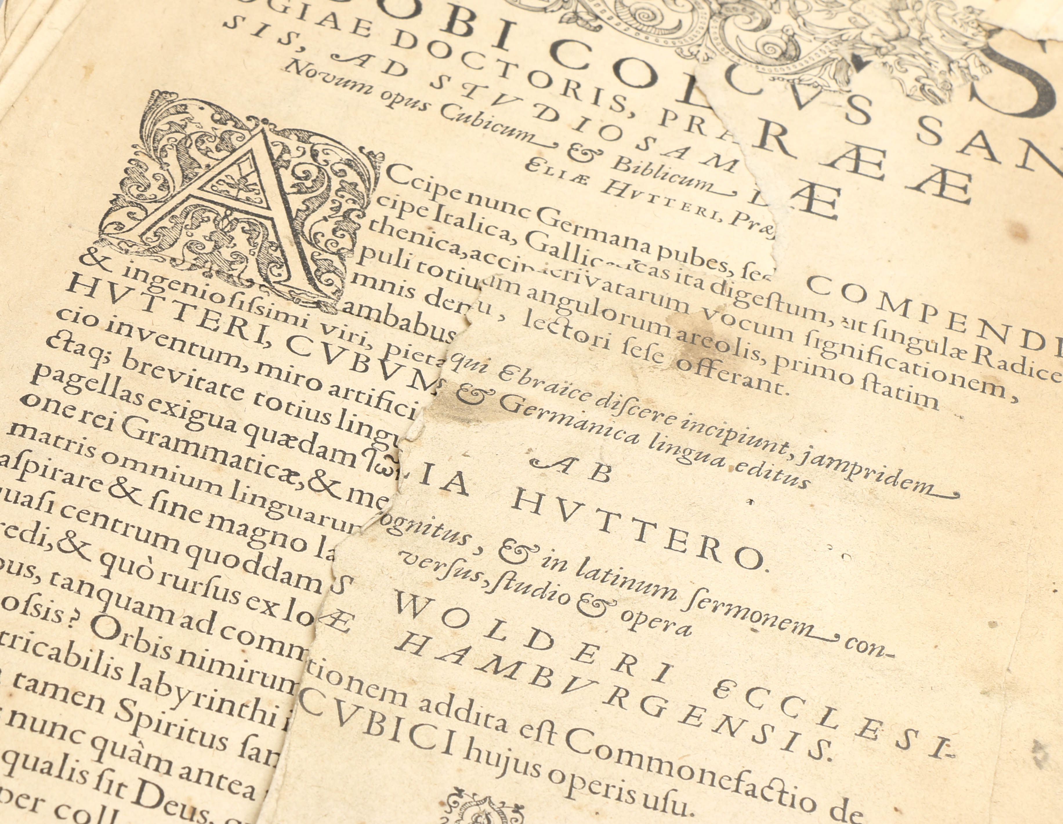 1588 Elias Hutter Hebrew Bible "Cubus Alphabeticus Sanctæ Ebrææ Linguæ"