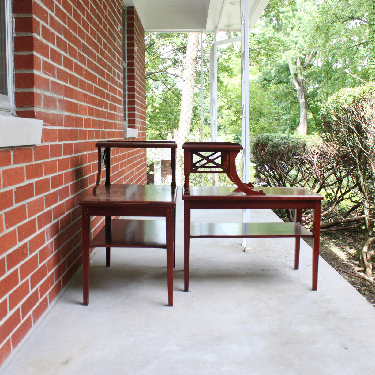 Vintage Mahogany Step-Back Tables by Mersman
