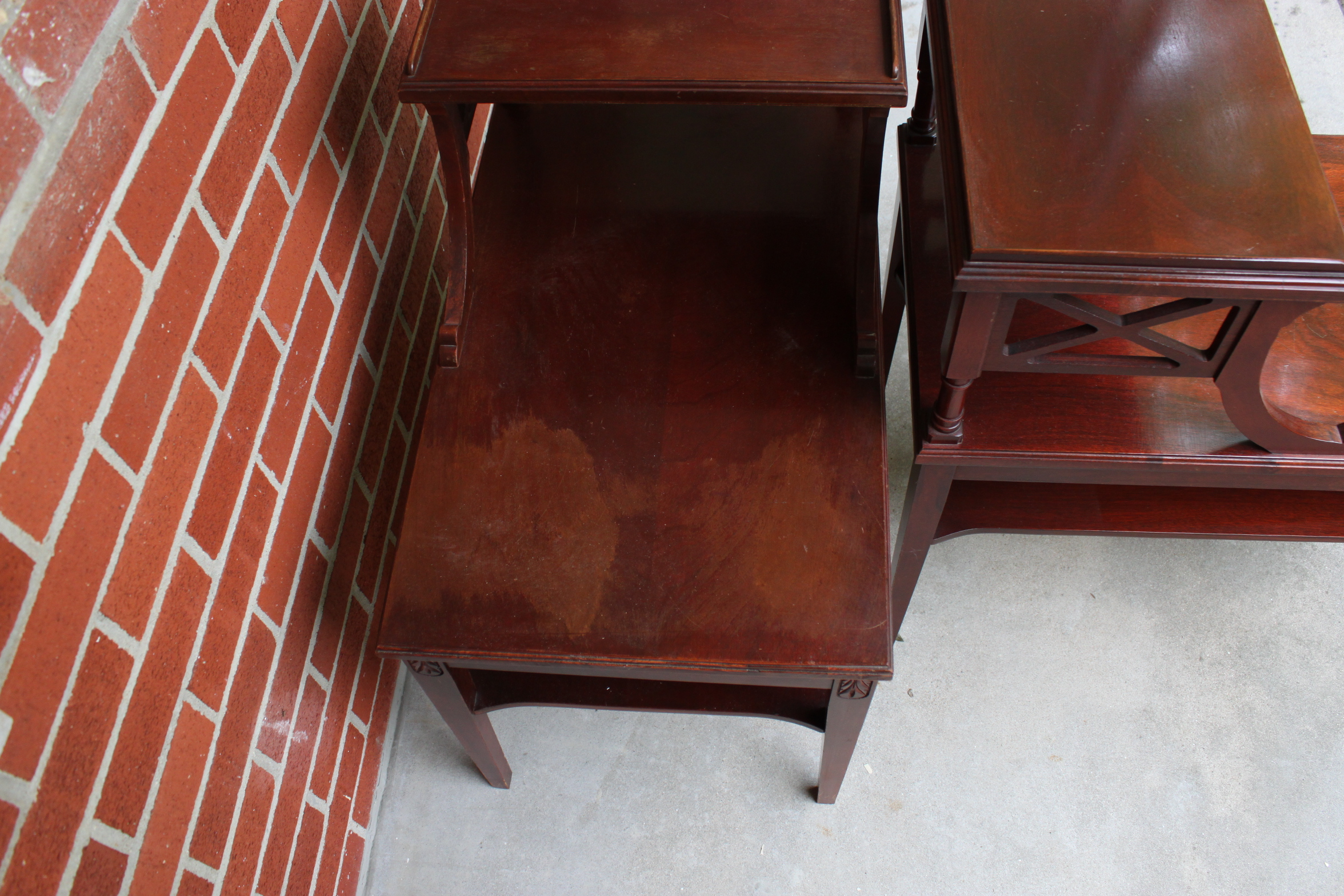 Vintage Mahogany Step-Back Tables by Mersman