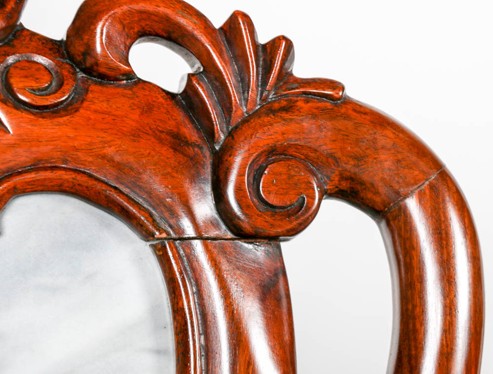 Mahogany Wood Chairs with Marble Backing