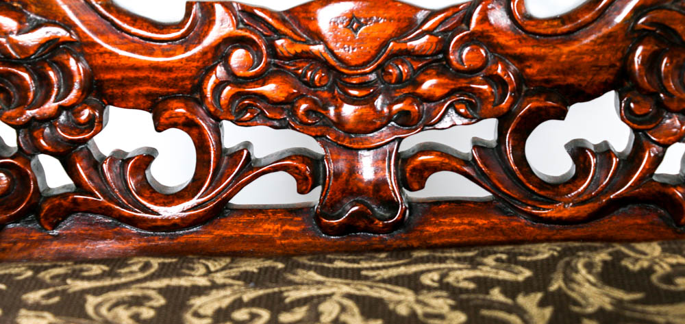 Mahogany Wood Chairs with Marble Backing