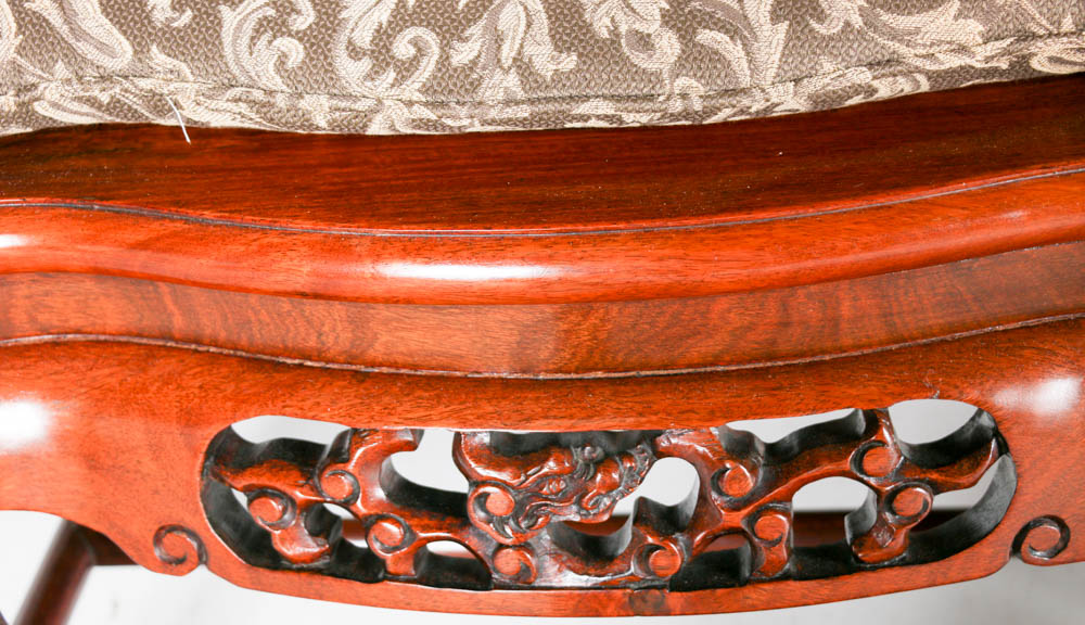 Mahogany Wood Chairs with Marble Backing