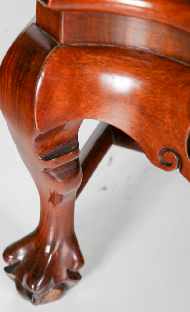 Mahogany Wood Chairs with Marble Backing
