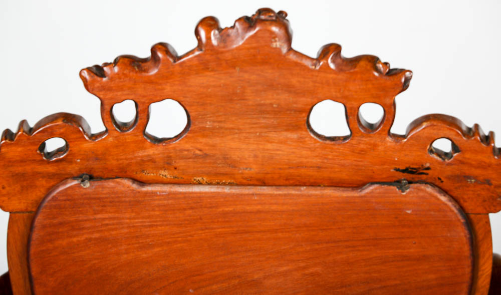 Mahogany Wood Chairs with Marble Backing