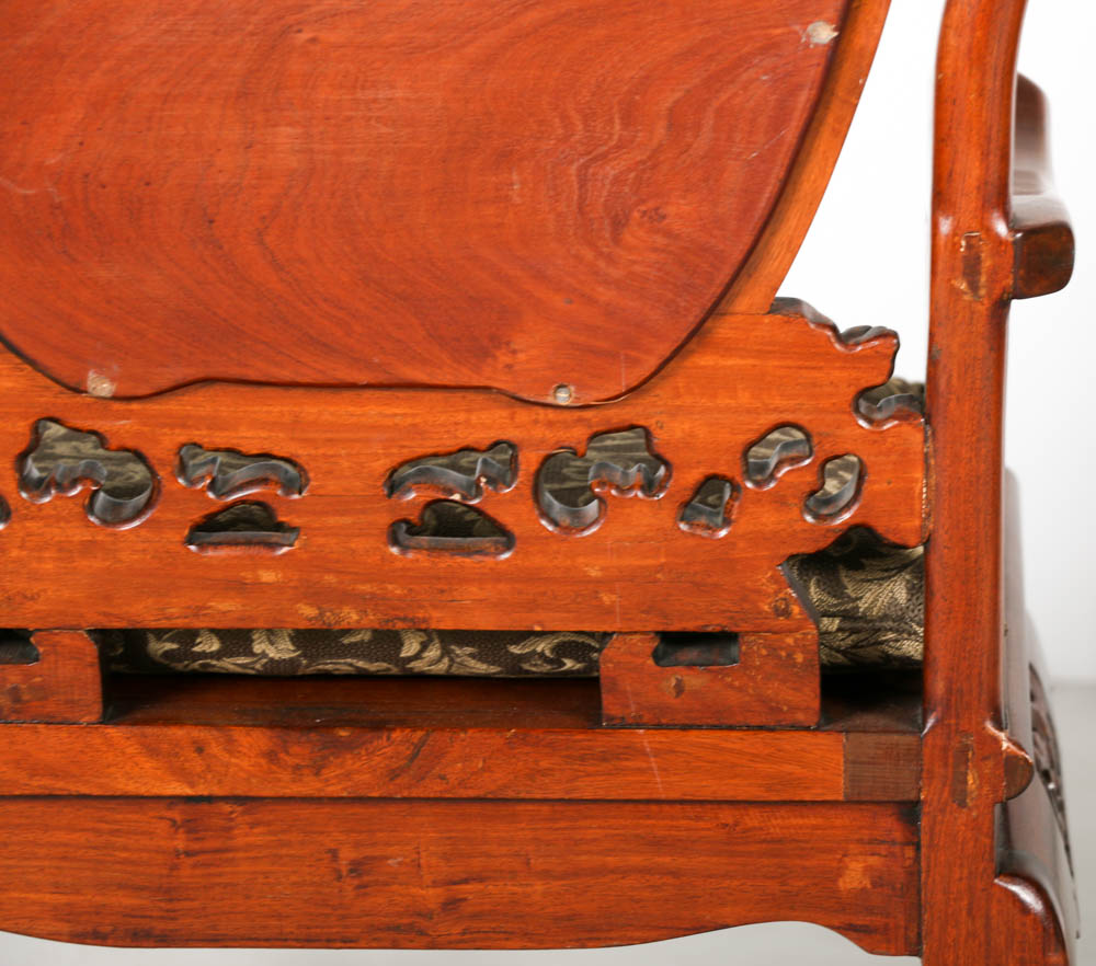 Mahogany Wood Chairs with Marble Backing