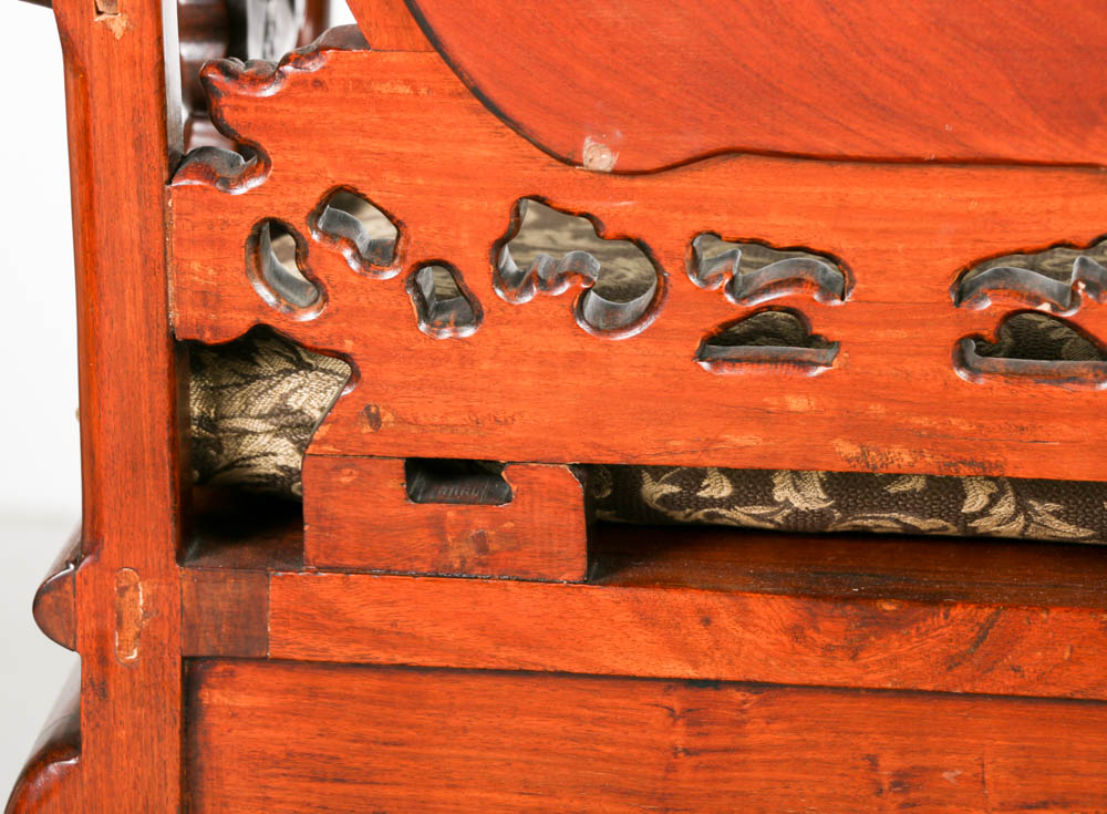 Mahogany Wood Chairs with Marble Backing