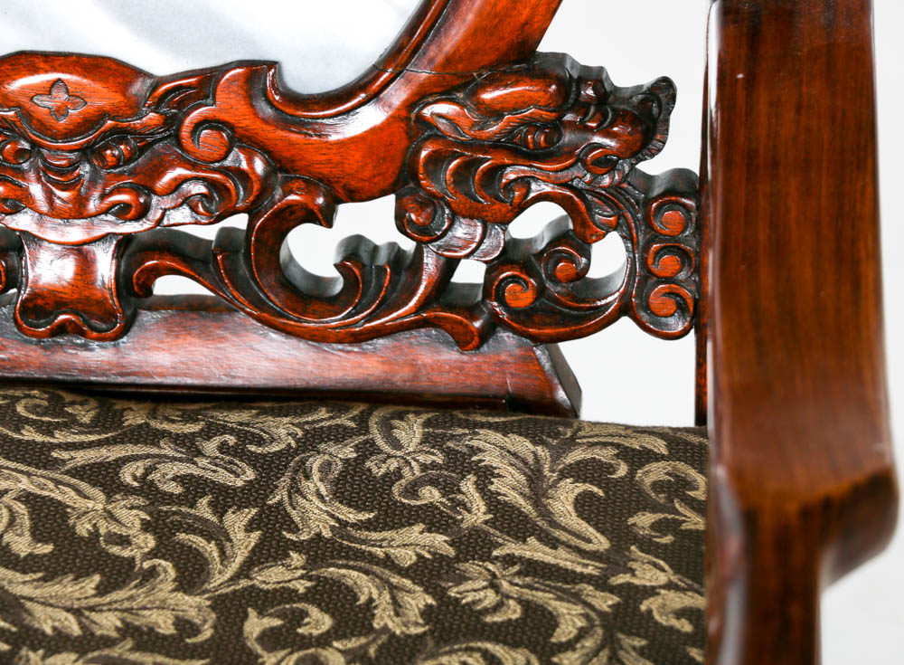 Mahogany Wood Chairs with Marble Backing