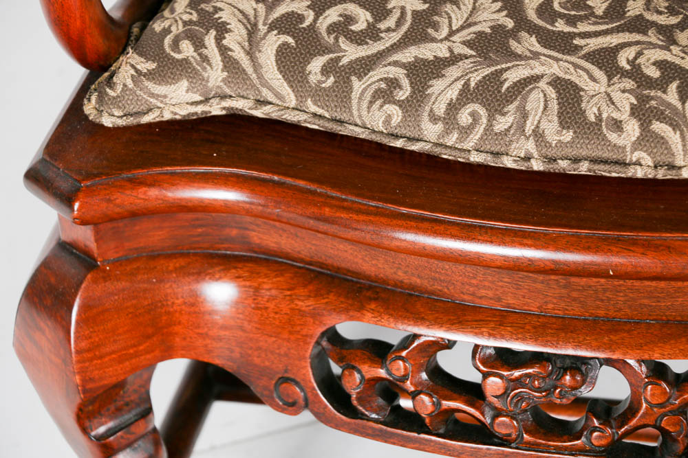 Mahogany Wood Chairs with Marble Backing