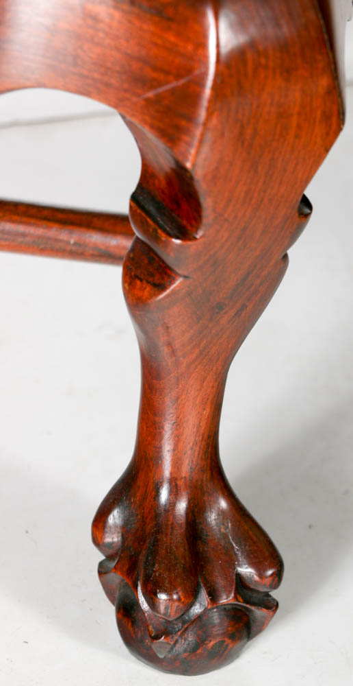 Mahogany Wood Chairs with Marble Backing