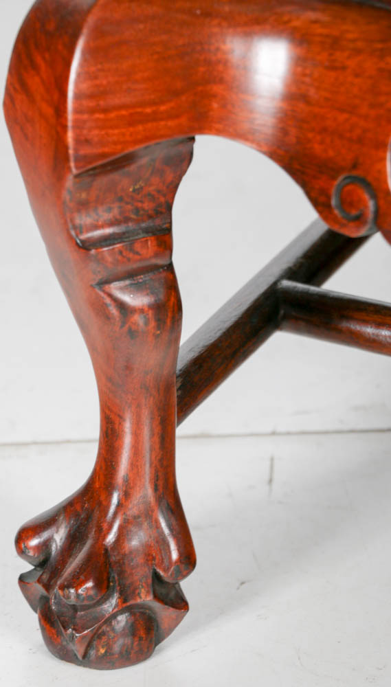 Mahogany Wood Chairs with Marble Backing