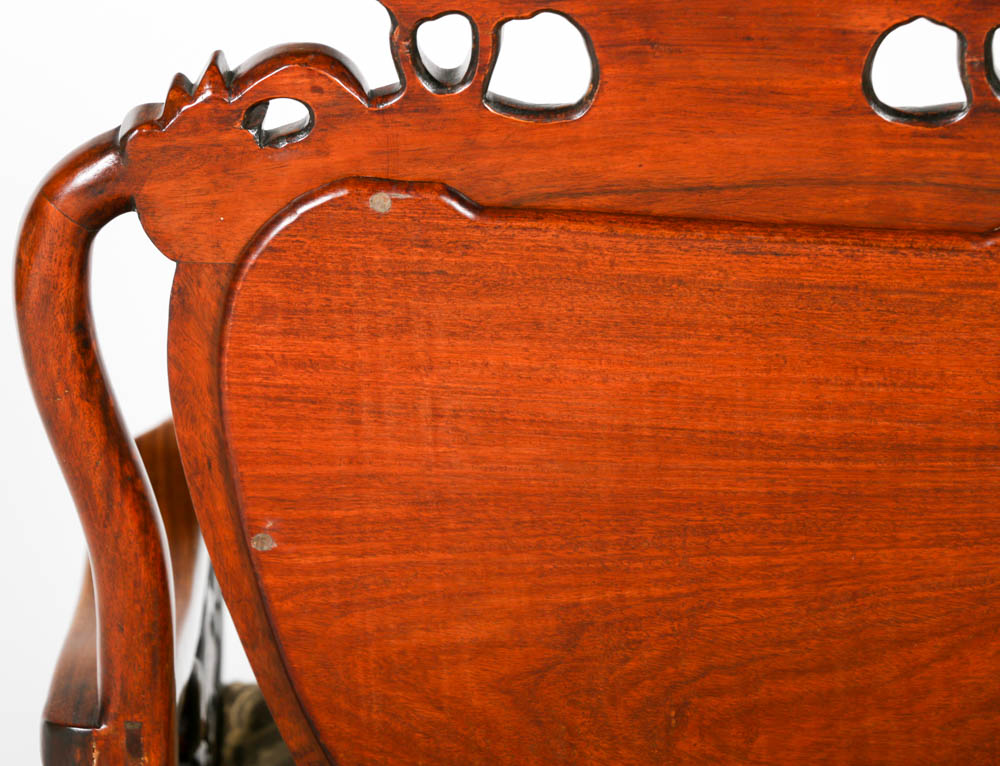 Mahogany Wood Chairs with Marble Backing
