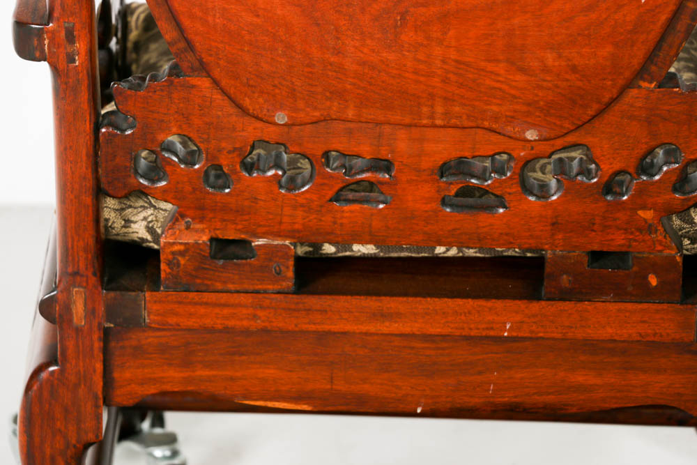 Mahogany Wood Chairs with Marble Backing