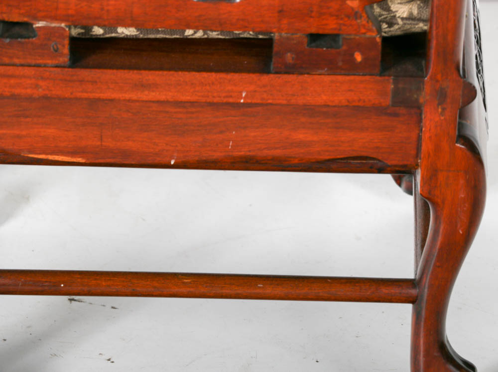 Mahogany Wood Chairs with Marble Backing