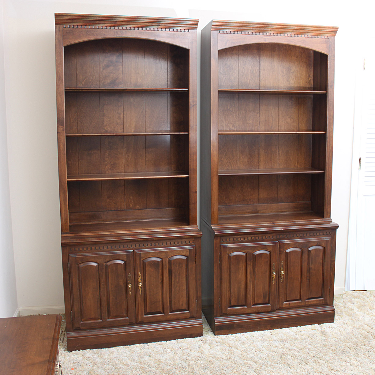 Walnut Bookcases by Ethan Allen
