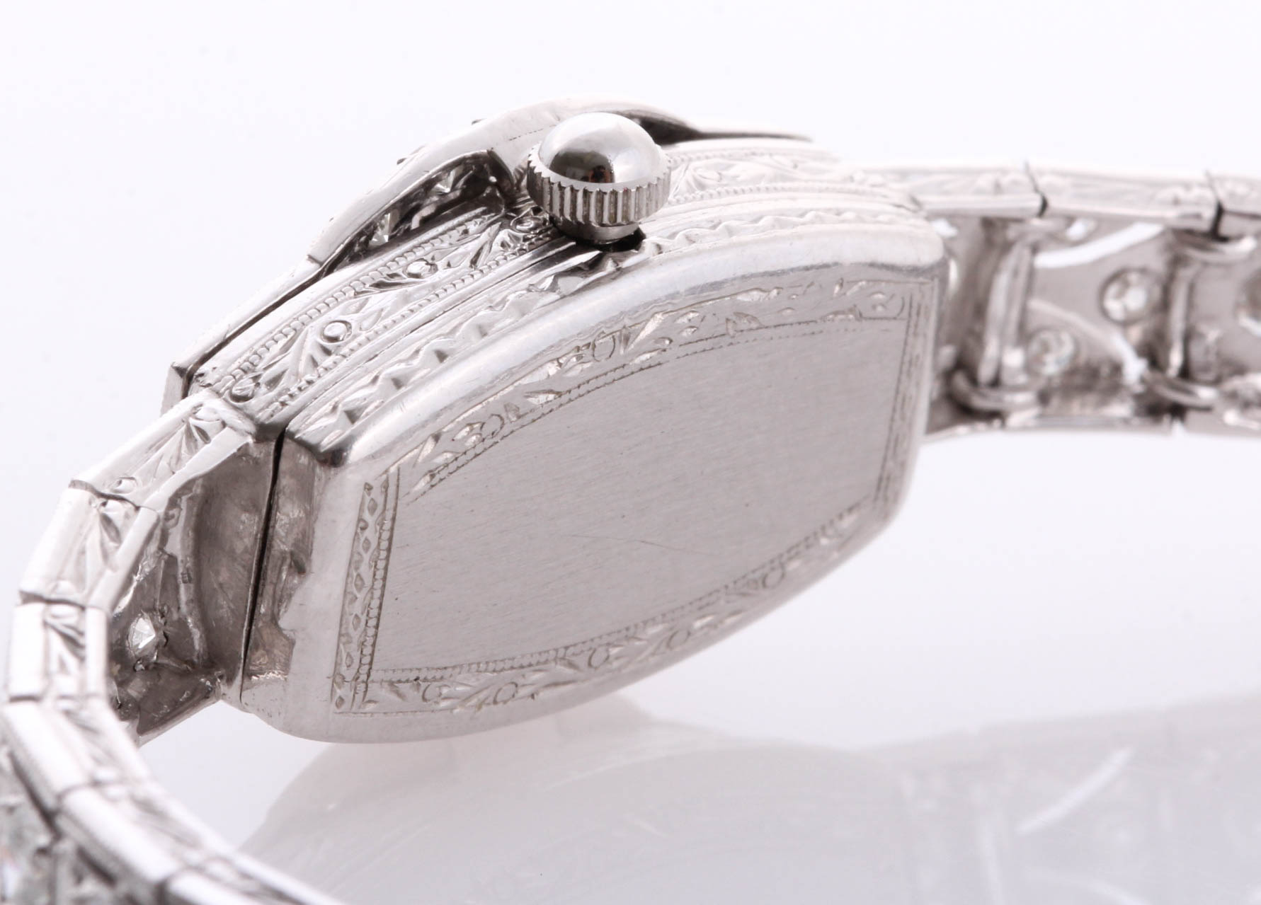 Art Deco Seeland Platinum 2.50 CTW Diamond and Synthetic Sapphire Watch