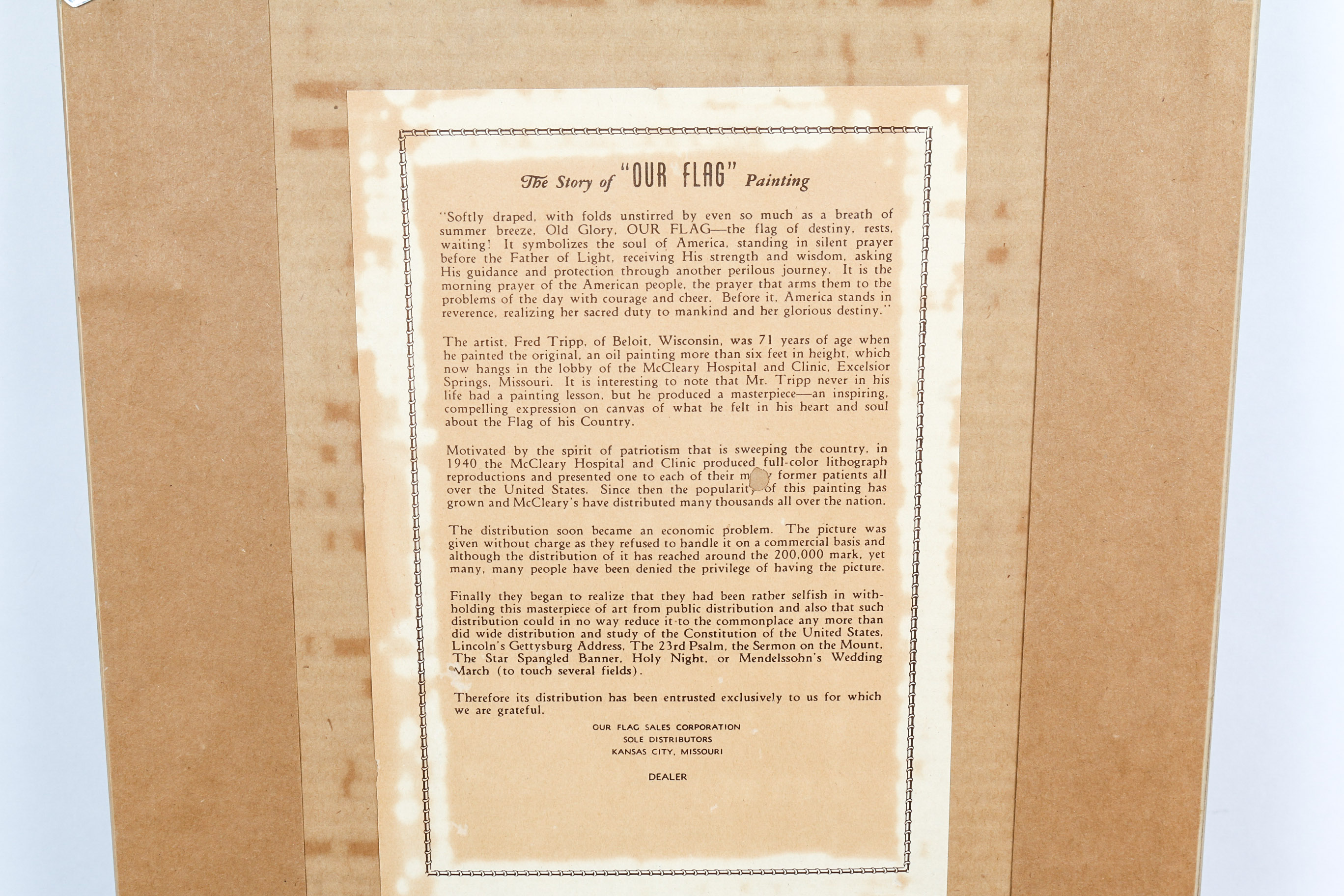 Vintage American Flag and Framed Print