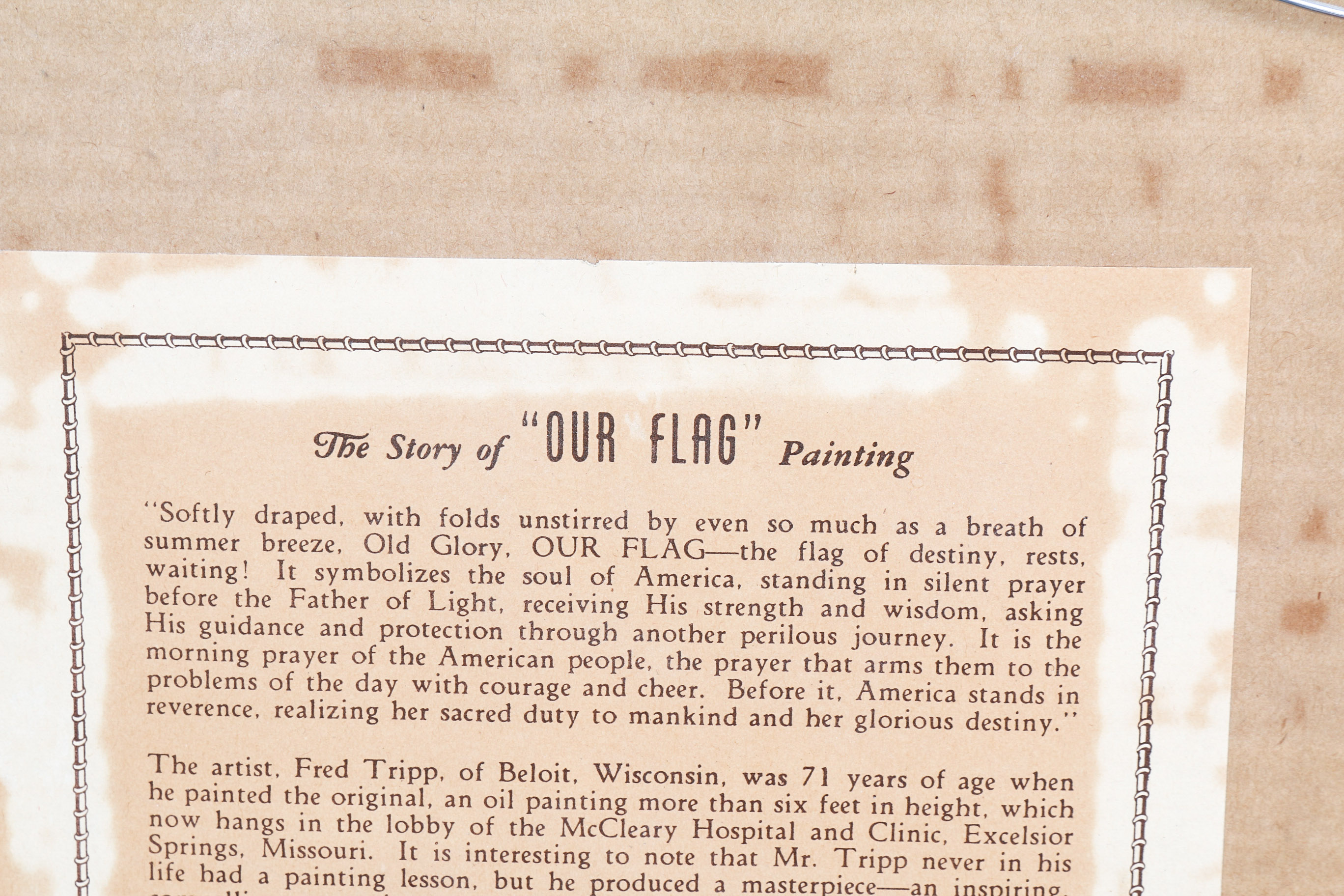 Vintage American Flag and Framed Print