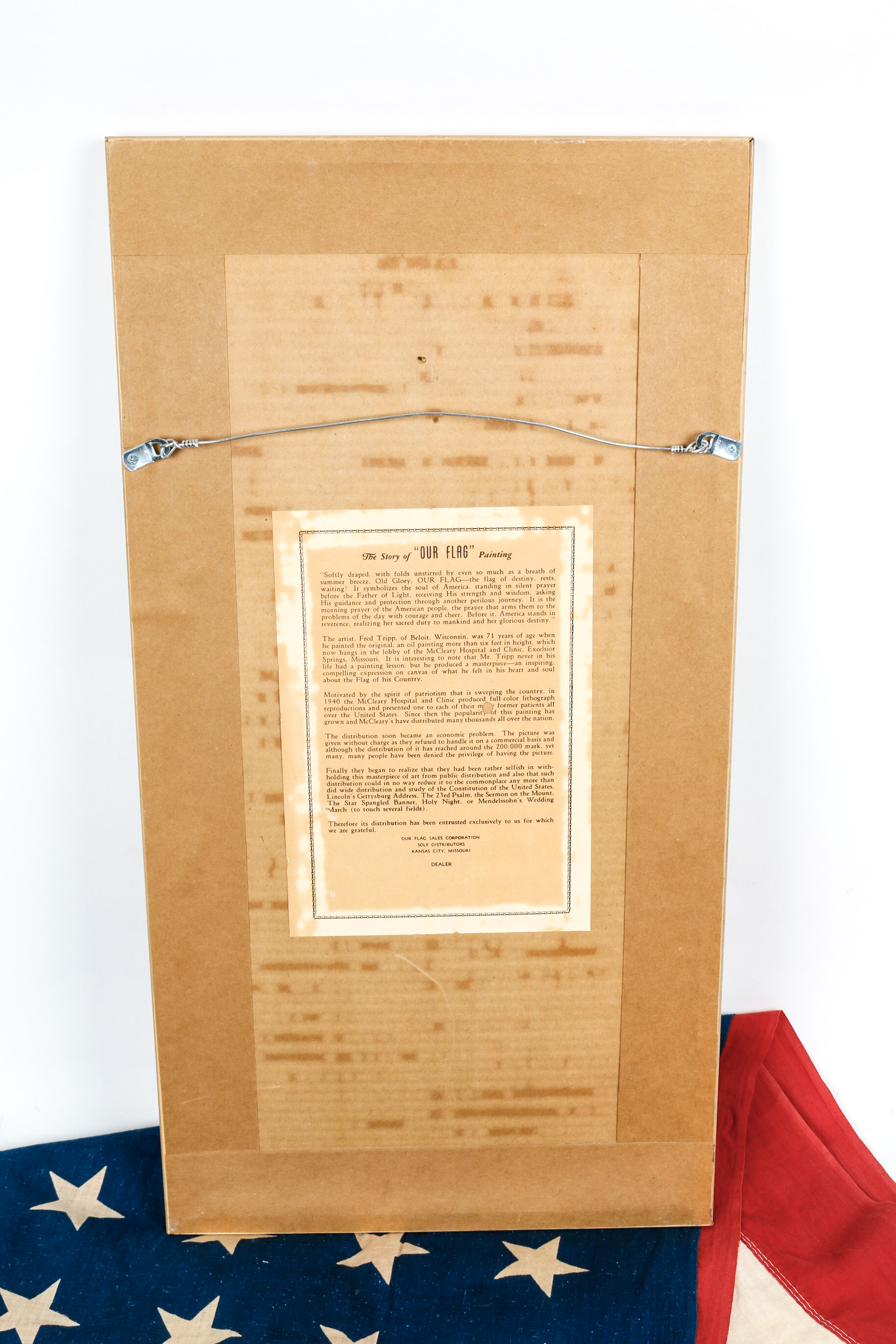 Vintage American Flag and Framed Print