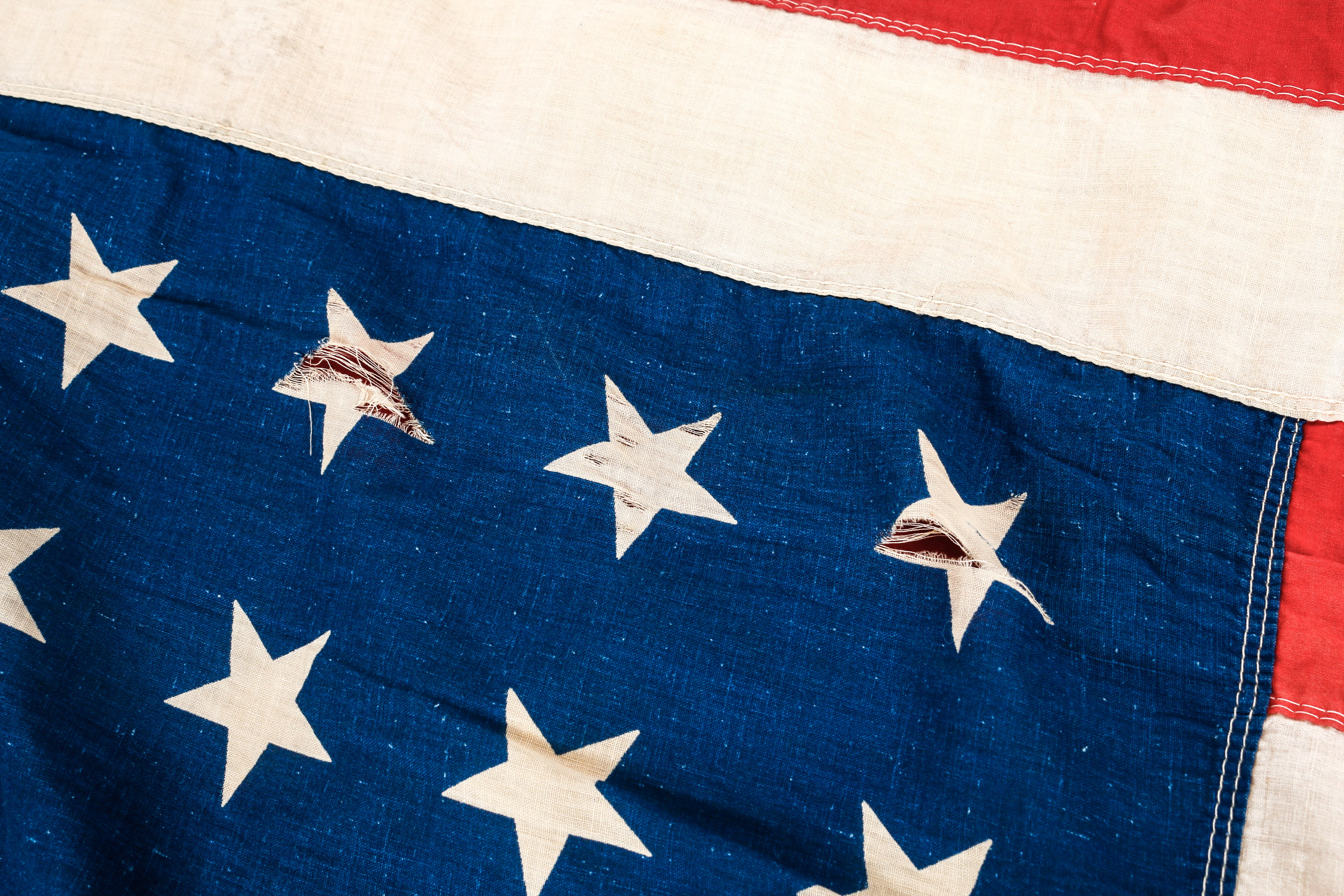 Vintage American Flag and Framed Print