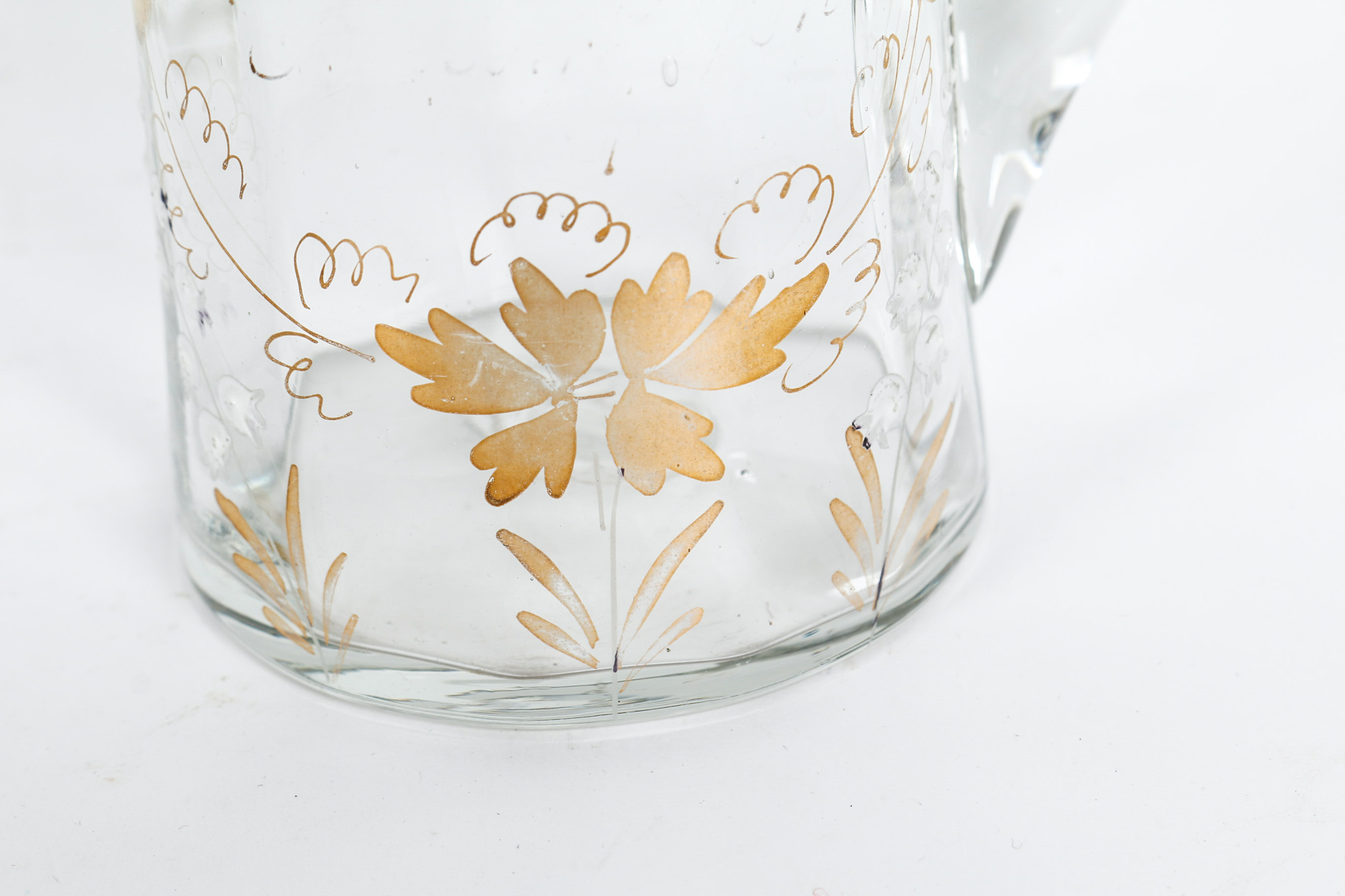 Group of Three Victorian Hand Enameled Glassware Pieces