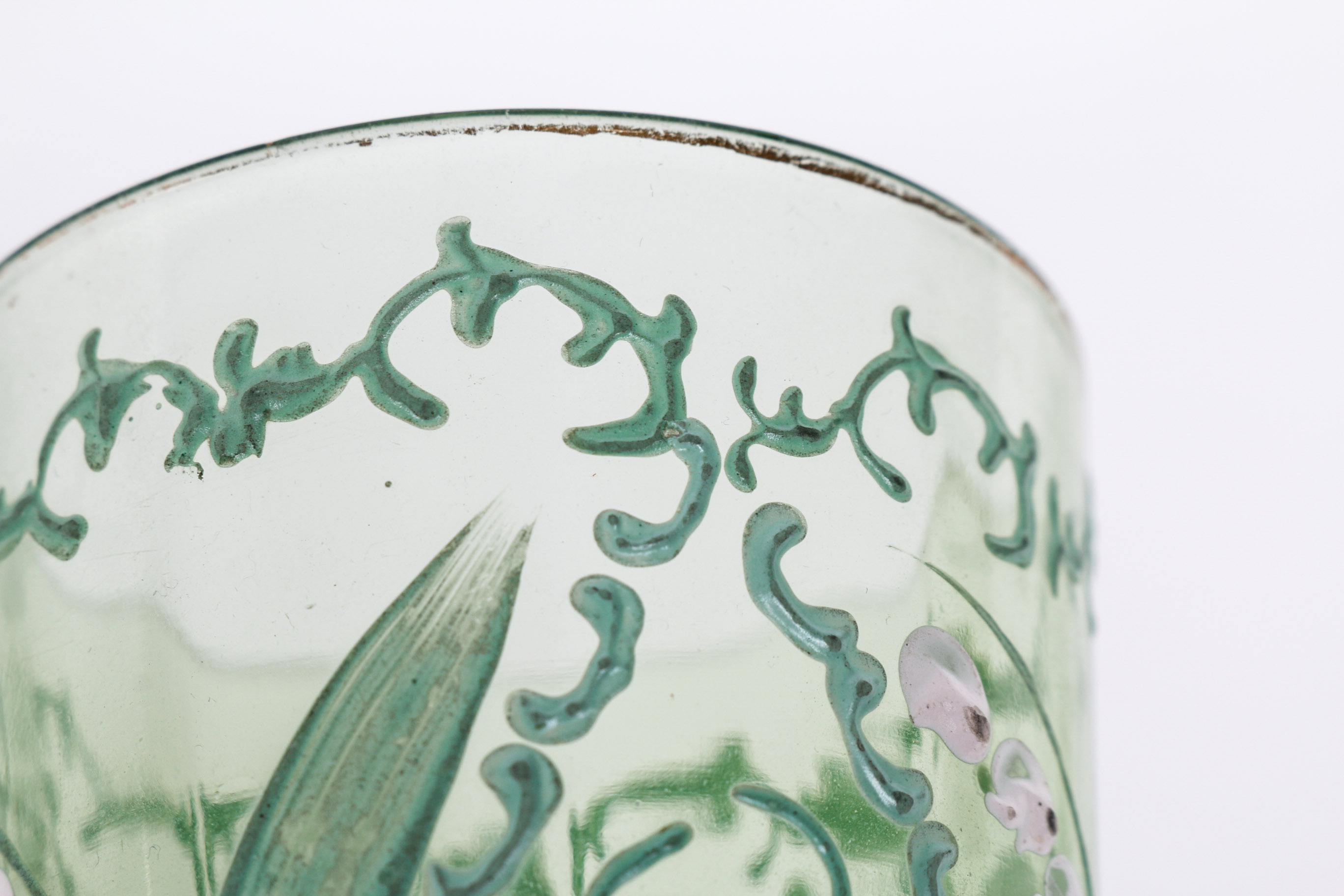 Group of Three Victorian Hand Enameled Glassware Pieces