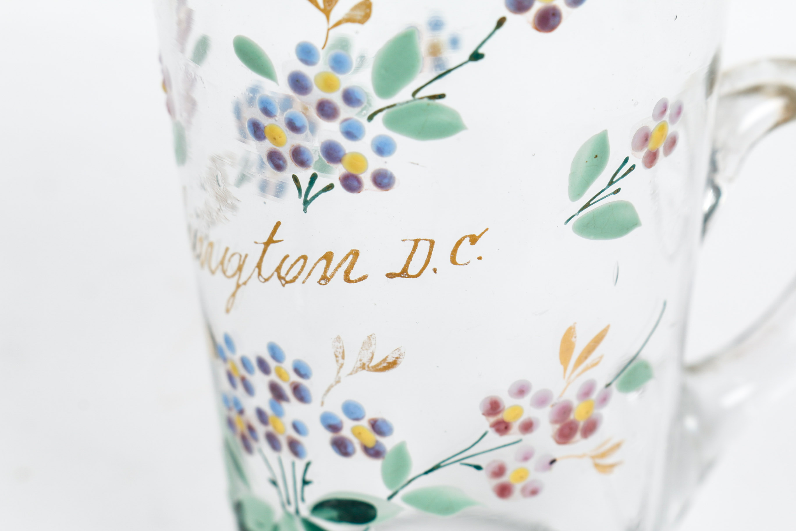 Group of Three Victorian Hand Enameled Glassware Pieces