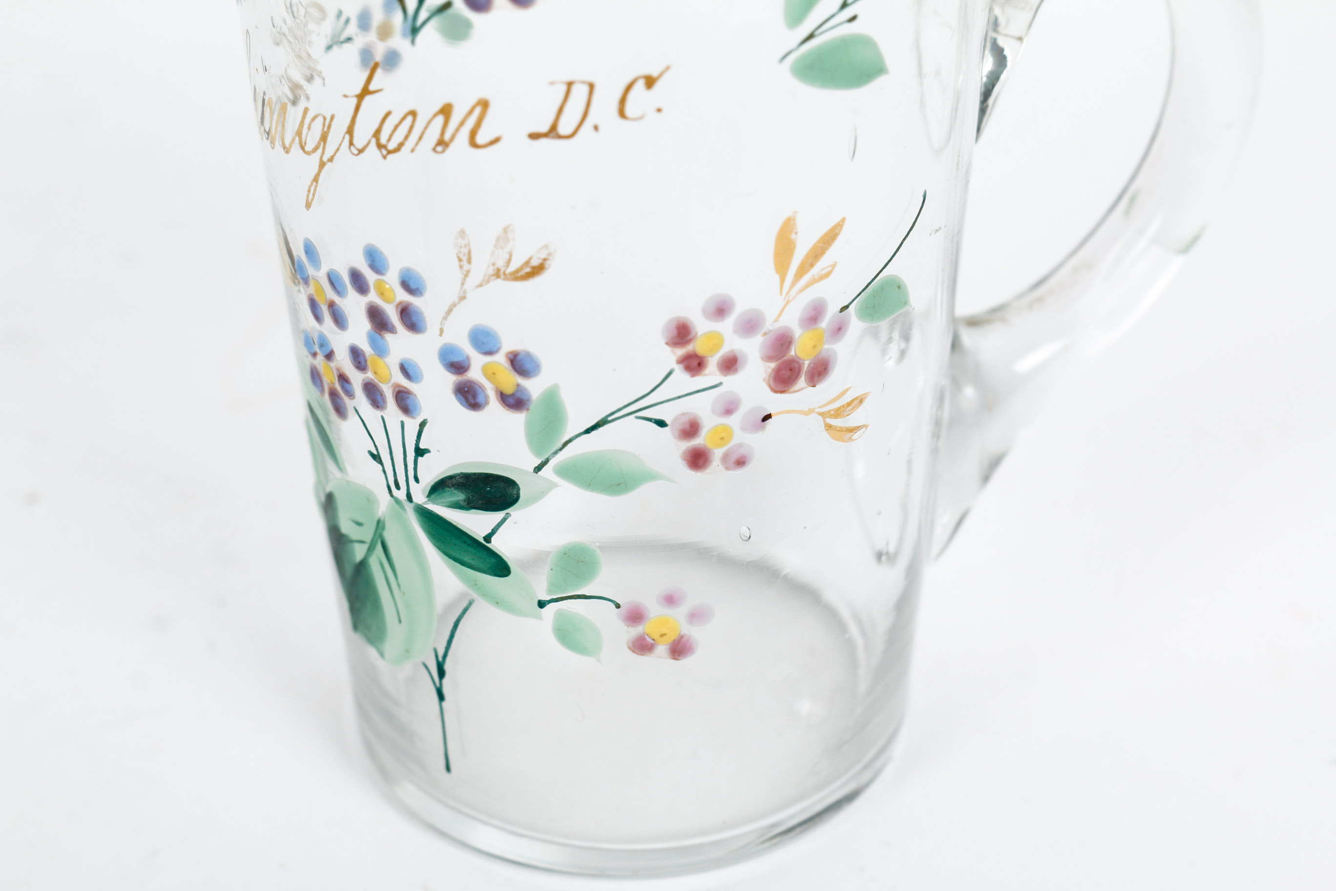 Group of Three Victorian Hand Enameled Glassware Pieces