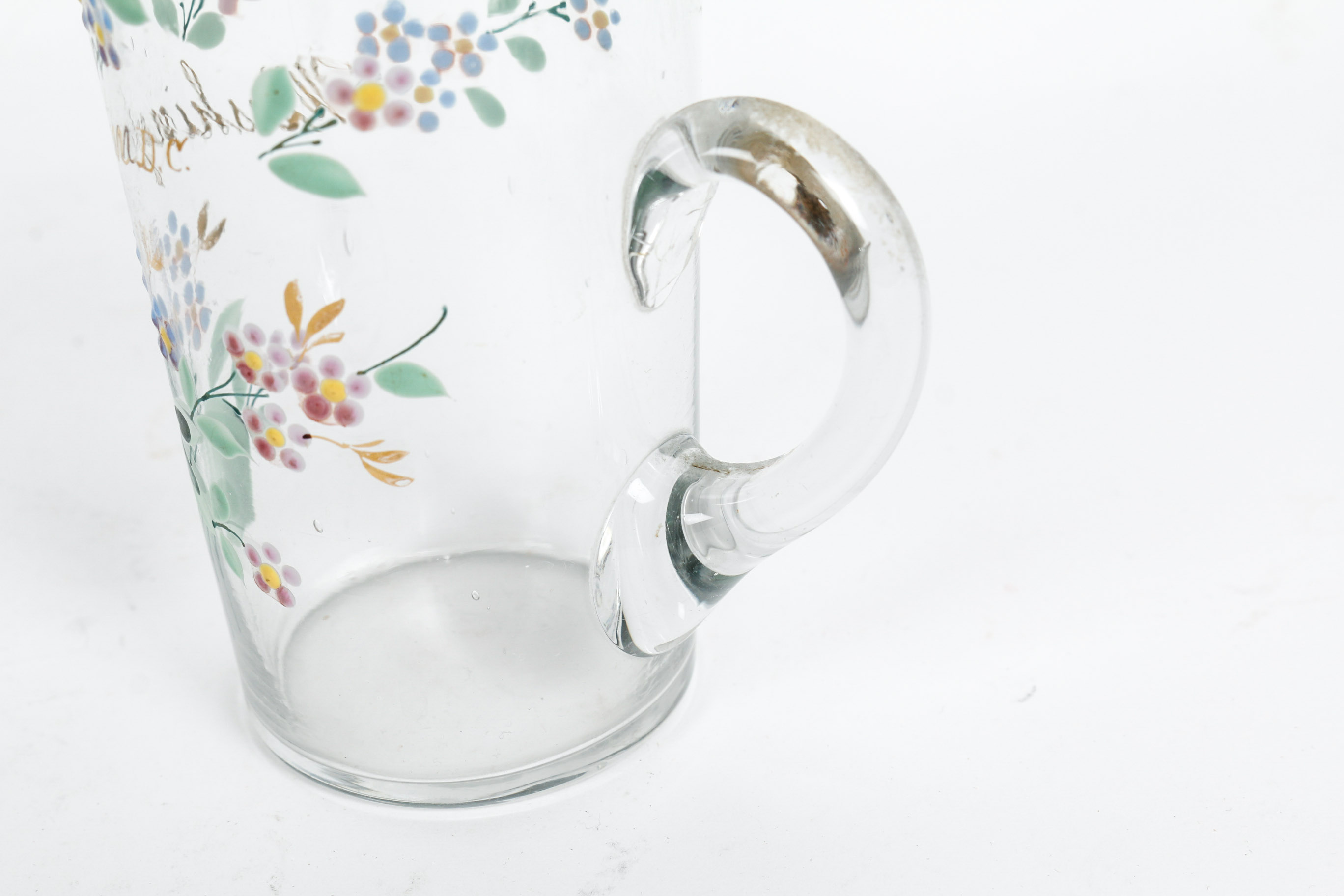 Group of Three Victorian Hand Enameled Glassware Pieces