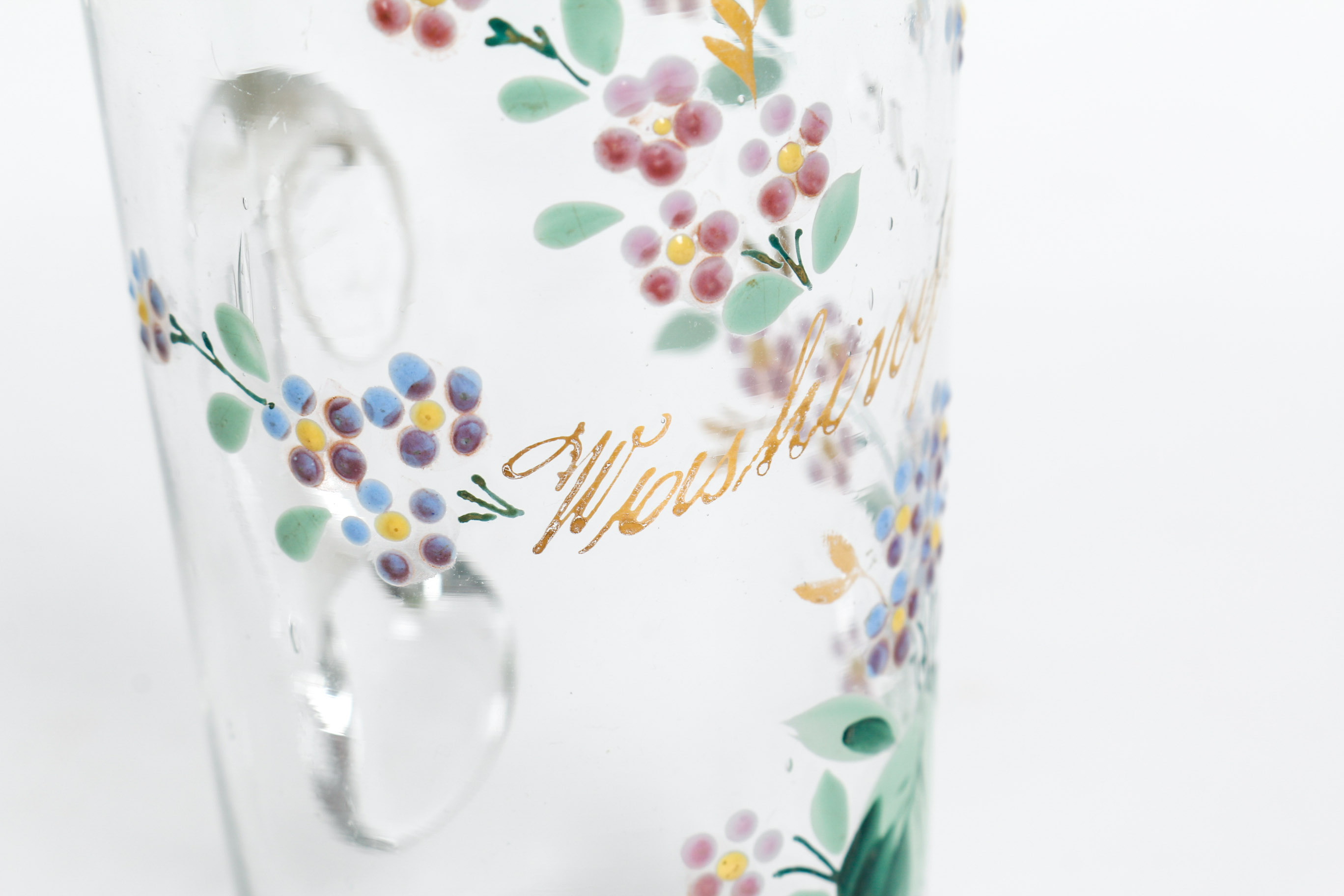 Group of Three Victorian Hand Enameled Glassware Pieces