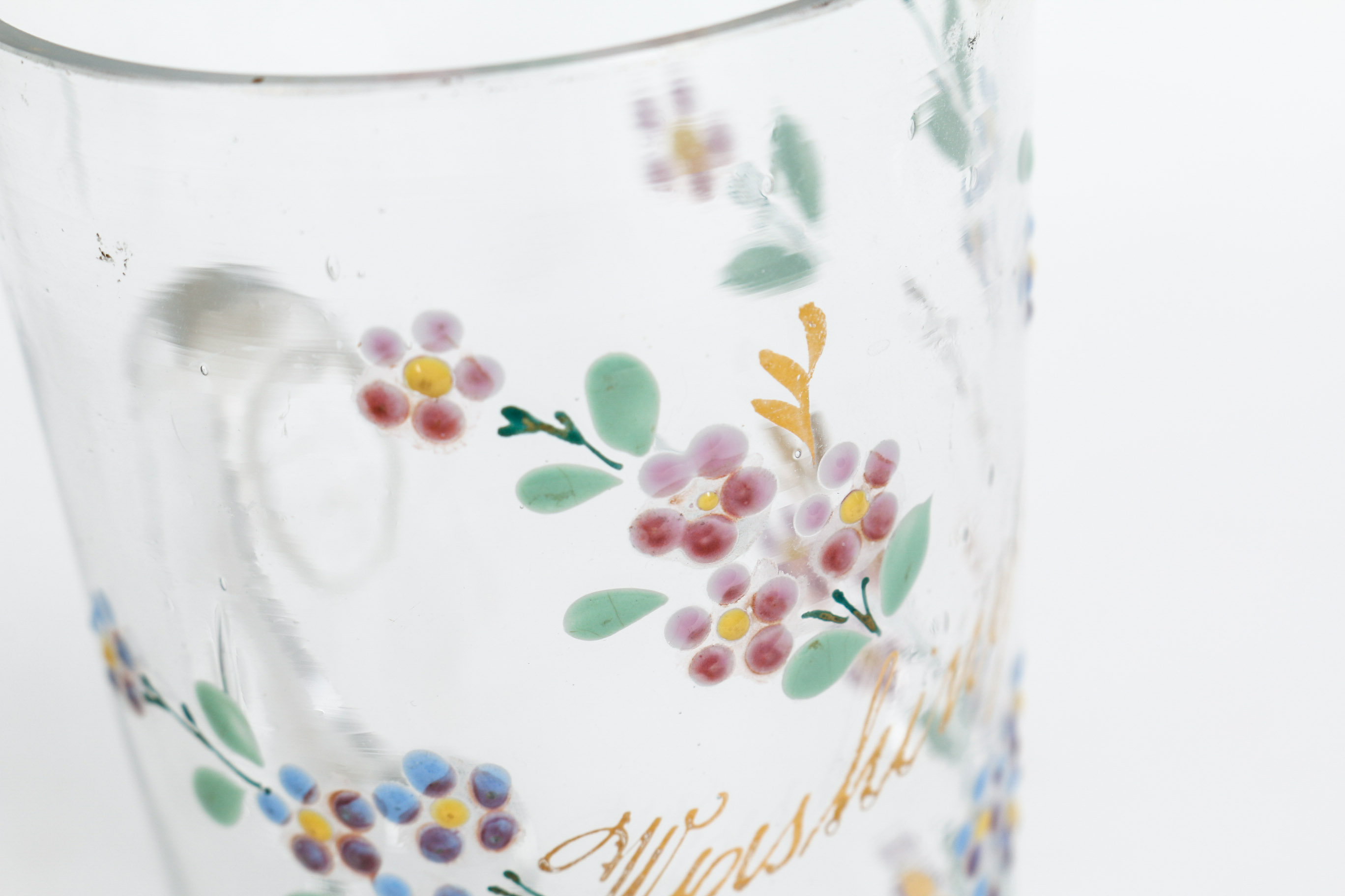 Group of Three Victorian Hand Enameled Glassware Pieces