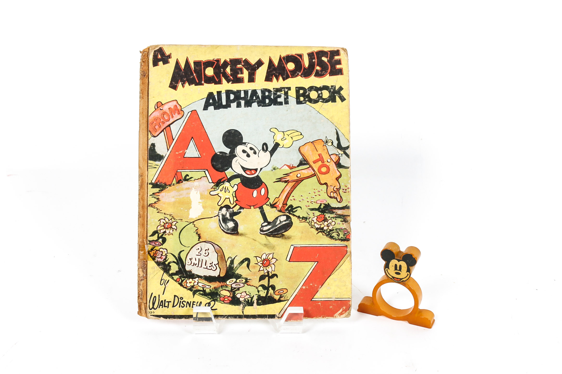 Vintage Mickey Mouse Bakelite Napkin Ring and Book