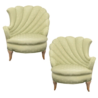 Pair of Scallop Upholstered Lounge Chairs Pair of Scallop Upholstered Lounge Chairs