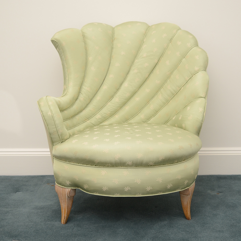 Pair of Scallop Upholstered Lounge Chairs