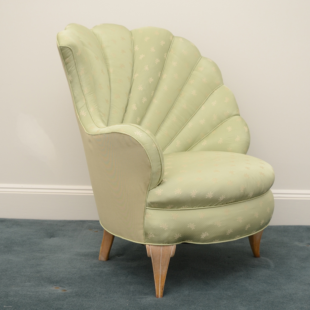 Pair of Scallop Upholstered Lounge Chairs