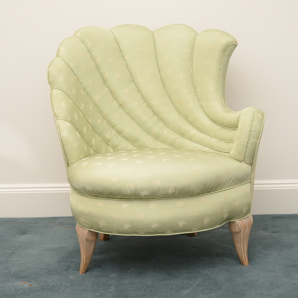 Pair of Scallop Upholstered Lounge Chairs
