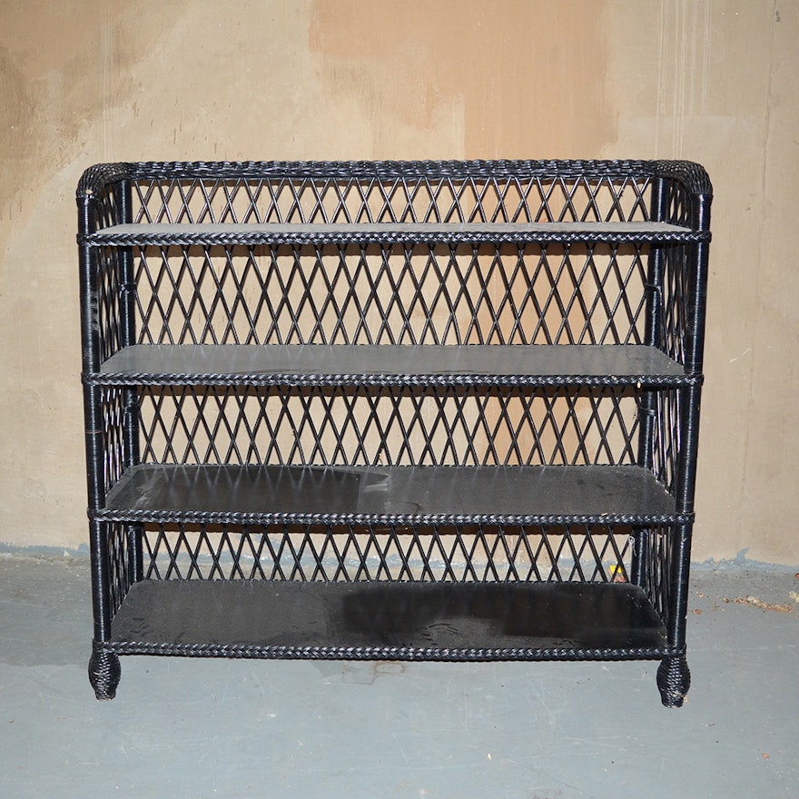 Black Painted Wicker Bookshelf