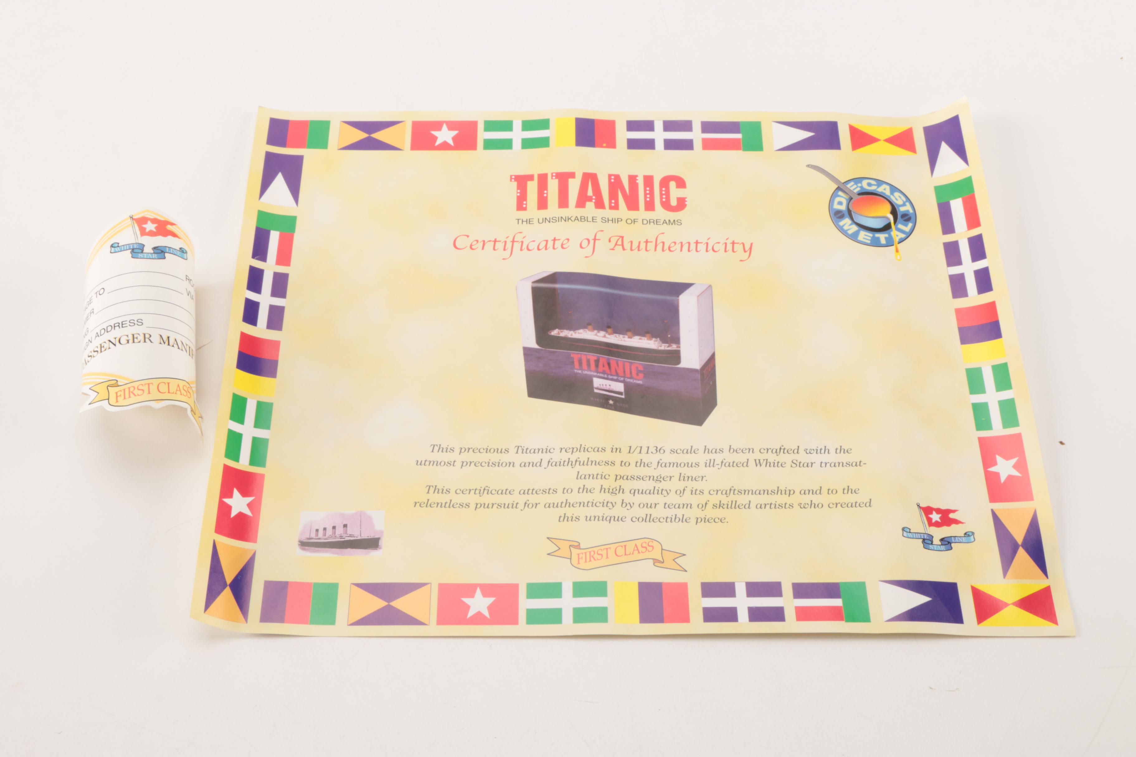 1998 Claytown Collection "Titanic: The Unsinkable Ship of Dreams" Scale Replica