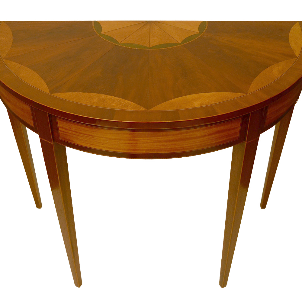 Hepplewhite Style Inlaid Demilune Console Table