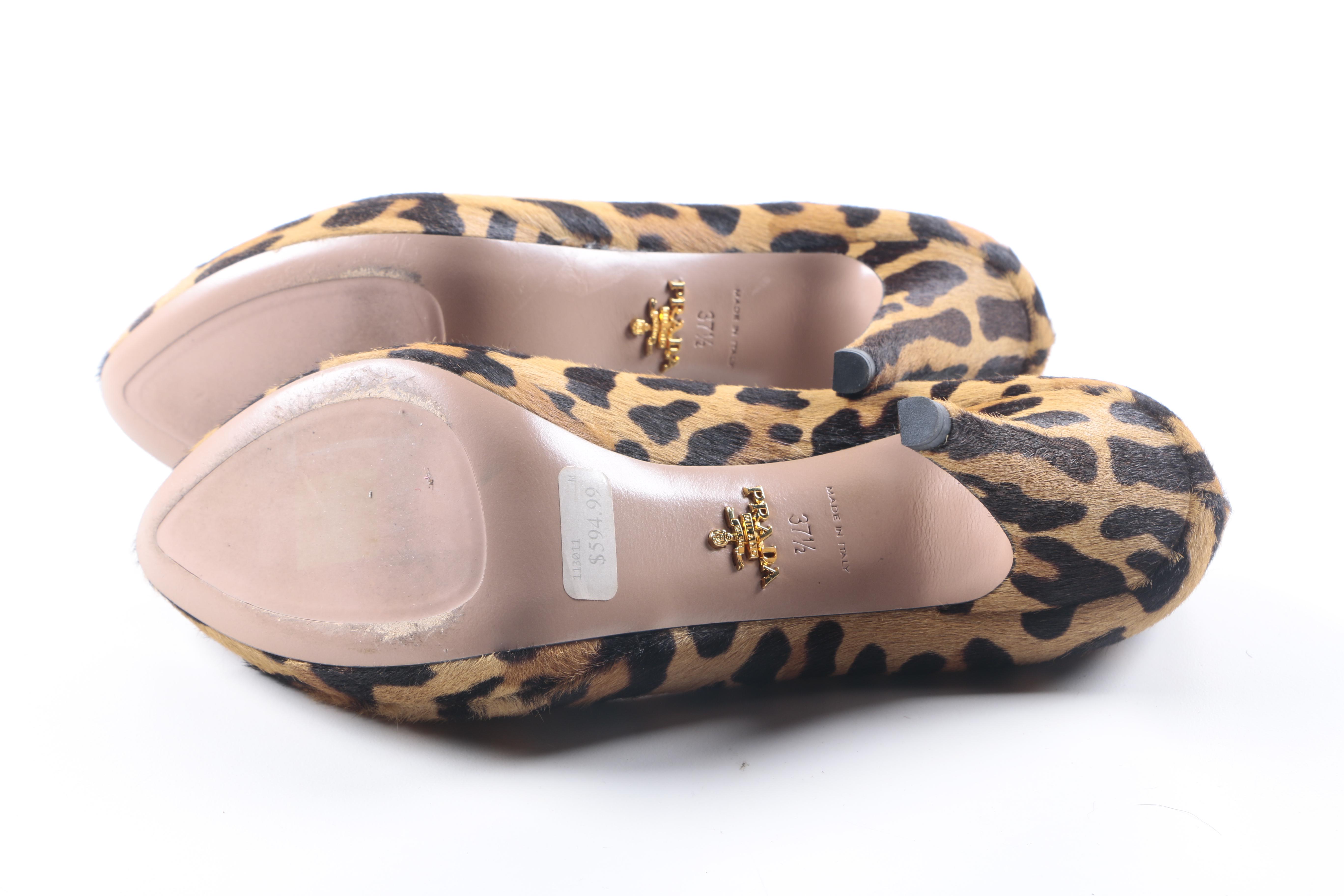 Prada Leopard Print Cowhide Pumps